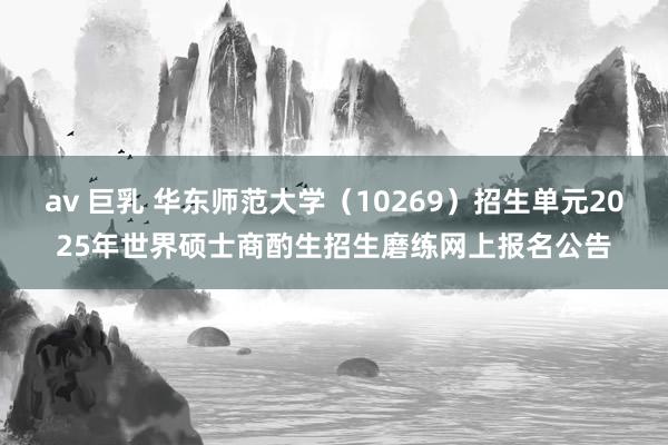 av 巨乳 华东师范大学（10269）招生单元2025年世界硕士商酌生招生磨练网上报名公告